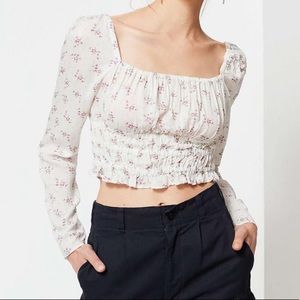 UO bouquet square-neck smocked top
